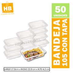 Bandejas 105 PP Con Tapas Rectangulares Aptas para Microondas Linea Premium - HB Integral - Todo en un solo lugar!