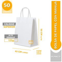 Bolsas con manija retorcida 50x45x15 blancas en internet