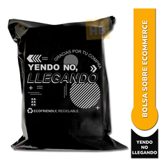 Bolsa Sobre Ecommerce C Adhesivo 20x32 "YENDO NO, LLEGANDO" NEGRO CON PLATA