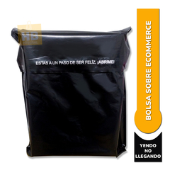 Bolsa Sobre Ecommerce C Adhesivo 20x32 "YENDO NO, LLEGANDO" NEGRO CON PLATA - comprar online