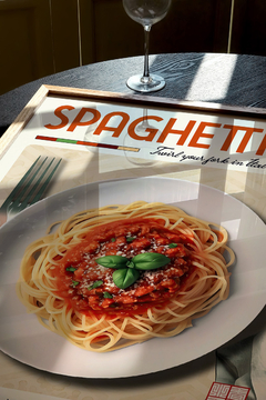 Imagen de Set de 3 Cuadros Comida Italiana / Spaghetti Pizza y Cannoli