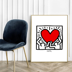 Cuadro Keith Haring - Two Figures Holding Heart