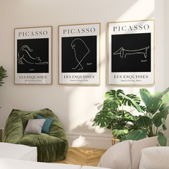 Set de 3 Cuadros Pablo Picasso - Les Esquisses (Black)