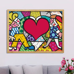 Cuadro Romero Britto Pareja Corazon - comprar online