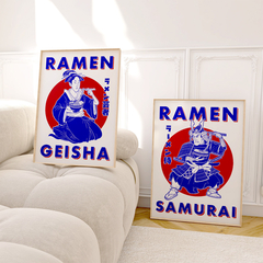 Set de 2 cuadros Geisha y Samurai