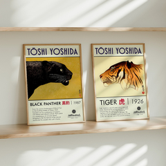 Set de 2 cuadros Toshi Yoshida - Tiger/Black Panther