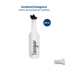 Aceitera vinagrera vidrio color hielo 330cc Herevin - comprar online