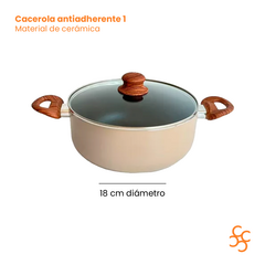 Batería De Cocina Areia Beige 5 Piezas Antiadherente Carol - comprar online