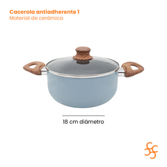Batería De Cocina Areia Azul 5 Piezas Antiadherente Carol - comprar online