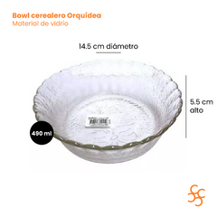 Bowl Cerealero Orquídea Vidrio 390 Ml Durax X12 en internet