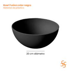 Bowl Plástico Cereales Ensaladas Negro Carol Fusion 20 Cm X6 en internet