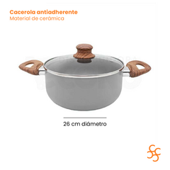 Cacerola Antiadherente Gris 26 Cm Con Tapa Carol en internet