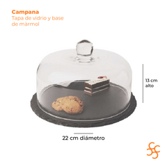 Campana Vidrio Cocina Redonda Con Plato De Laja Axen - comprar online