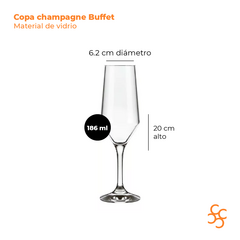 Copa Bistro Buffet Champagne Vidrio Nadir 186ml X24 - comprar online