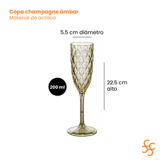 Copa Champagne Ámbar Glamour Acrílico Carol X6) - comprar online
