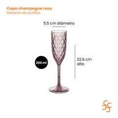 Copa Champagne Rosa Glamour Acrílico Carol X24 - comprar online