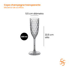 Copa Champagne Transparente Glamour Acrílico Carol X24 - comprar online