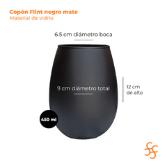 Vaso Negro Mate Copón Sin Tallo Flint Rigolleau X6 en internet