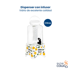 Dispenser vidrio infusor Blanco Detox Time 3 litros Herevin - comprar online