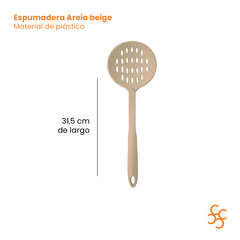 Espumadera Colador Mango Plastico Carol Areia Color Beige en internet