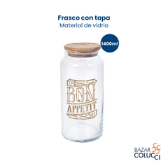 Frasco vidrio transparente con tapa 1400 ml Herevin - comprar online