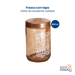 Frasco vidrio redondo con tapa Bon Appetit 660cc Herevin - comprar online