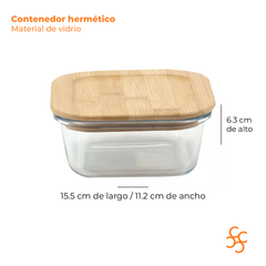 Contenedor Hermético Vidrio Tapa Bamboo Varias Medidas Carol - comprar online