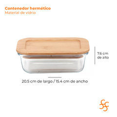 Imagen de Contenedor Hermético Vidrio Tapa Bamboo Varias Medidas Carol