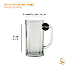 Jarro Chop Vidrio Santa Fe Cerveza Durax X12 en internet