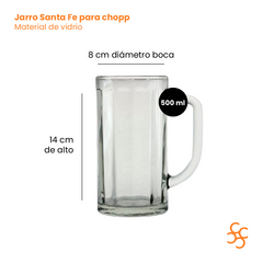 Jarro Chop Vidrio Santa Fe Cerveza Durax X6 en internet