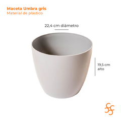 Maceta Umbra gris 22 cm granitic Gemplast - comprar online