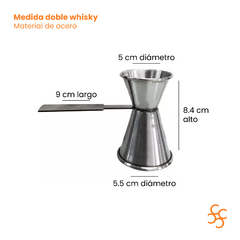 Medida Doble Whisky Con Asa Acero Acermel - comprar online