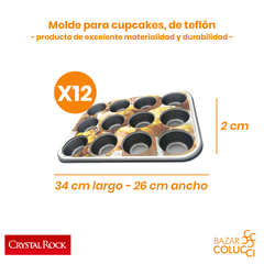 Molde De Muffins Cupcakes Teflón Antiadherente X12 - comprar online