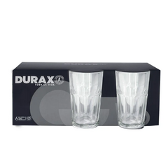 Pack x6 vaso Facetado 400 ml vidrio Durax