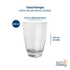 Pack x6 vaso Pampa 400 ml vidrio Durax - comprar online