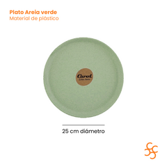 Plato Playo 25 Cm Areia Color Verde Carol X12 - comprar online