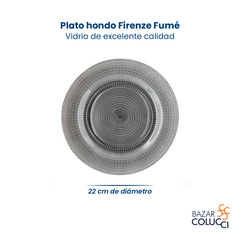 Plato hondo Firenze Fume vidrio Durax x6 - comprar online