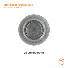 Plato Hondo Vidrio Firenze Fume Durax Bulto Cerrado X24 - comprar online