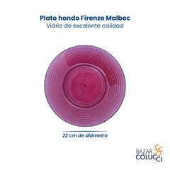 Plato hondo Firenze Malbec vidrio Durax x6 - comprar online