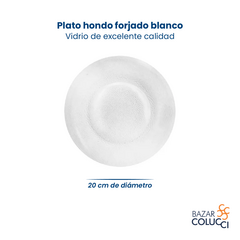 Plato hondo forjado blanco vidrio Durax x6 - comprar online