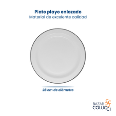 Plato playo blanco 28 cm ala angosta enlozado Piné - comprar online