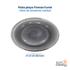 Plato playo Firenze Fume vidrio Durax x6 - comprar online