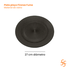 Plato Playo Vidrio Firenze Fume Durax Bulto Cerrado X24 - comprar online