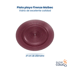 Plato playo Firenze Malbec vidrio Durax x6 - comprar online