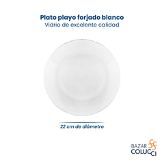 Plato playo forjado blanco vidrio Durax x6 - comprar online