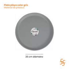 Plato Playo 25 Cm Fusion Color Gris Carol X12 - comprar online