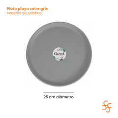 Plato Playo 25 Cm Fusion Color Gris Carol X24 - comprar online