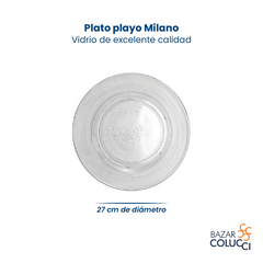 Plato playo Milano vidrio Durax x6 - comprar online