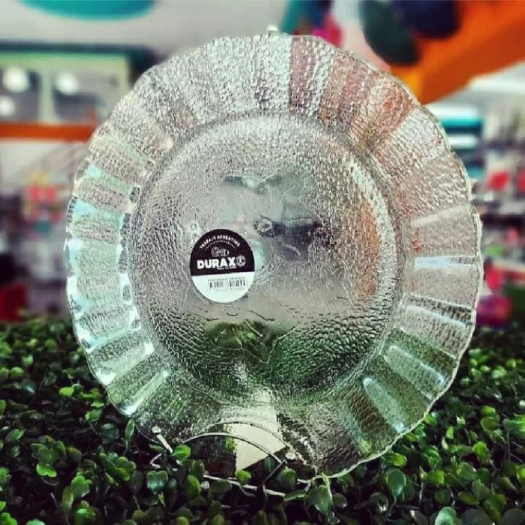 Plato postre Orquidea blanco vidrio Durax x6