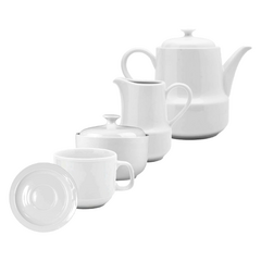 Juego Café Porcelana Blanca Línea Távola Verbano X9 Piezas